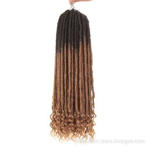Soft Natural Black Synthetic Soul Goddess Locs Extensions with Curly End Braiding Hair Faux locs crochet hair
